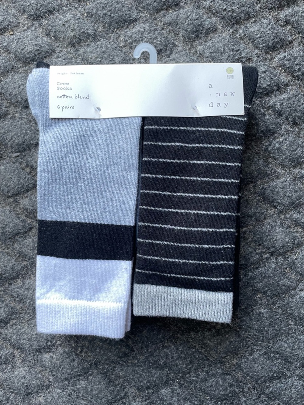 Women’s Crew Socks - Gray, black & White Stripe set of 6